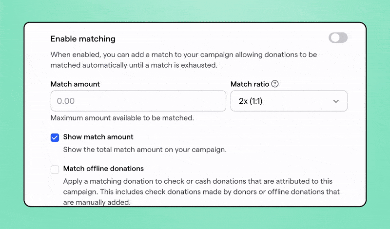 Image of matching gift being added