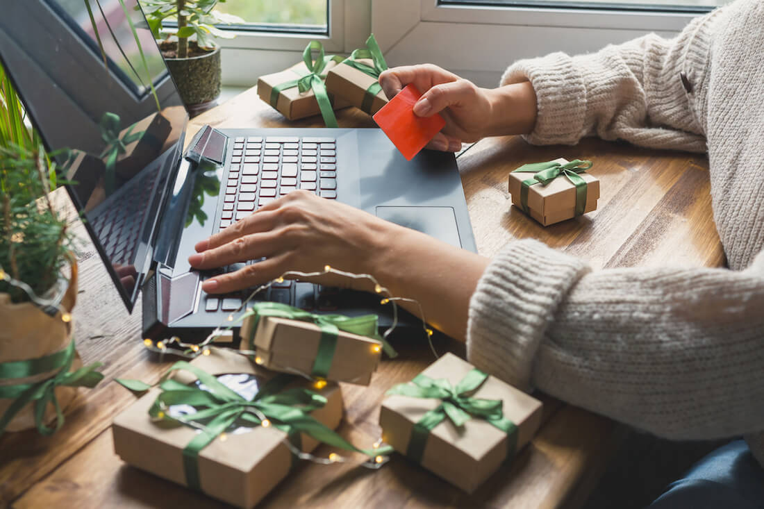 Woman making an year-end donation