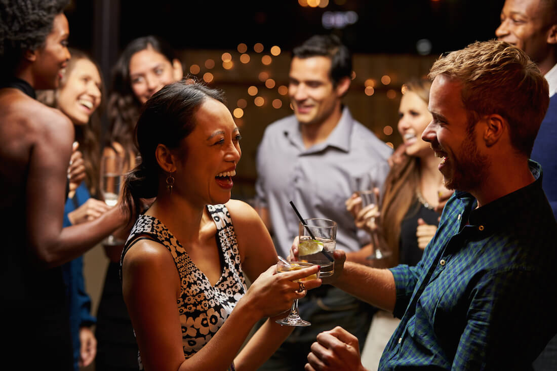 Couple cheering in a fundraising event