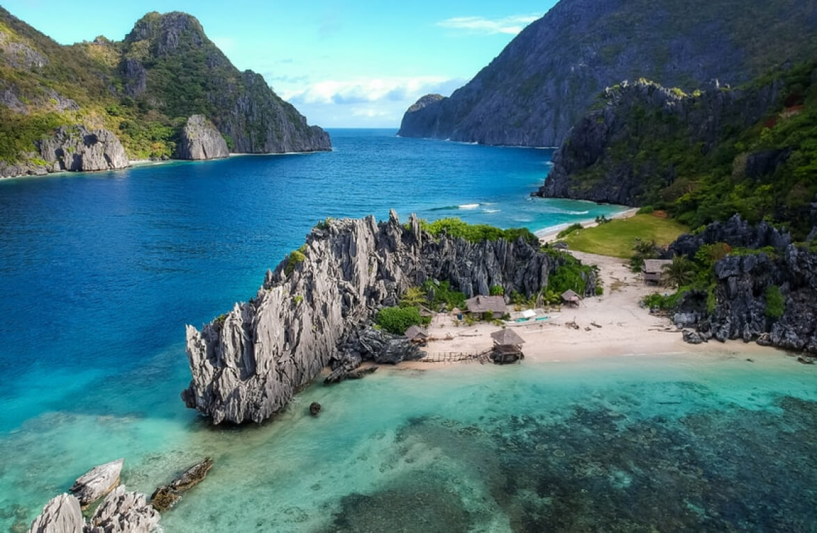 A landscape view of an island
