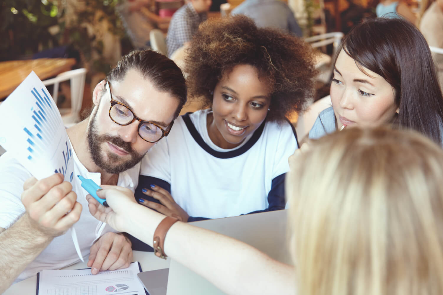 Group of people analyzing donor relations