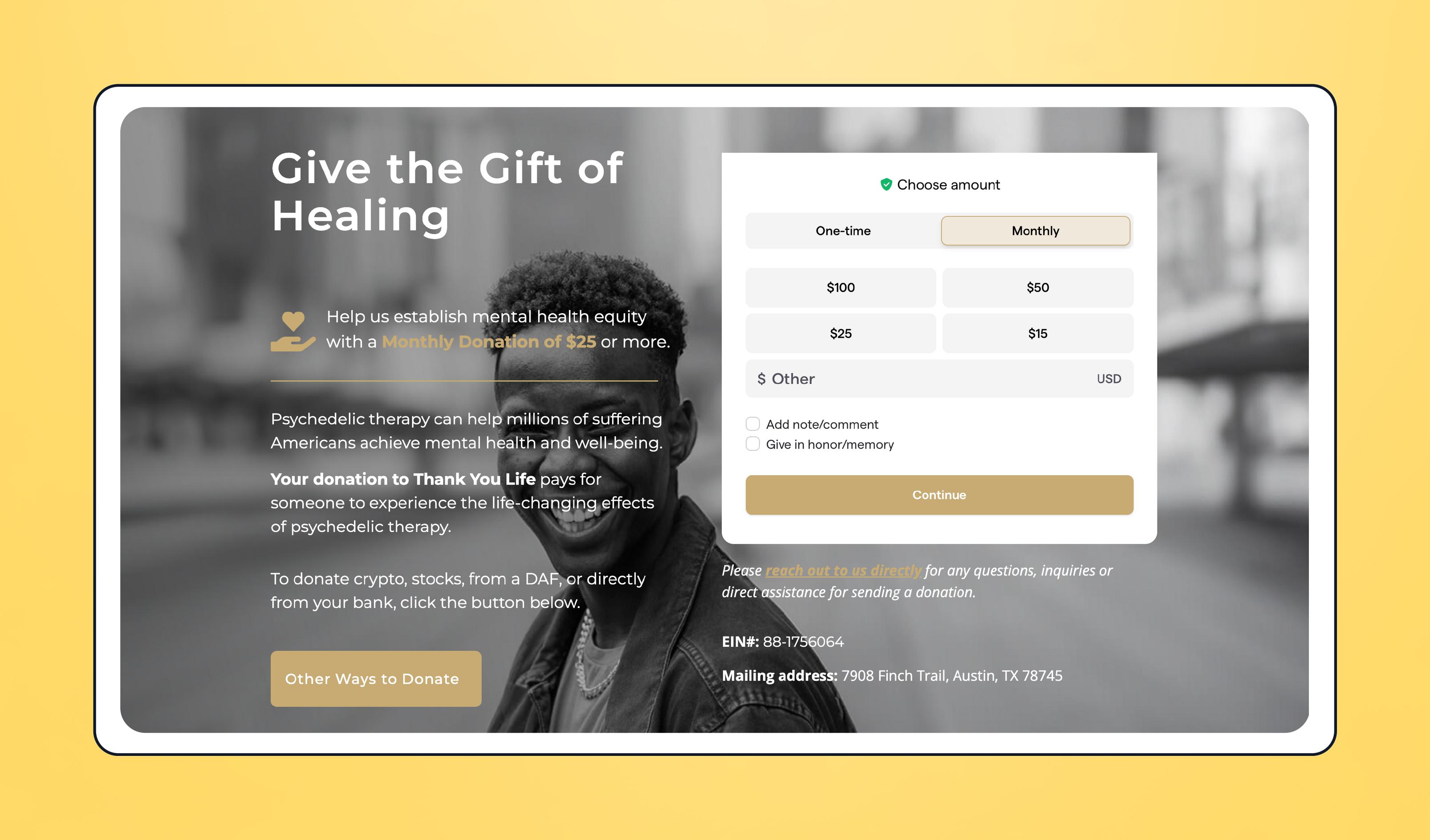 image of a donation form example