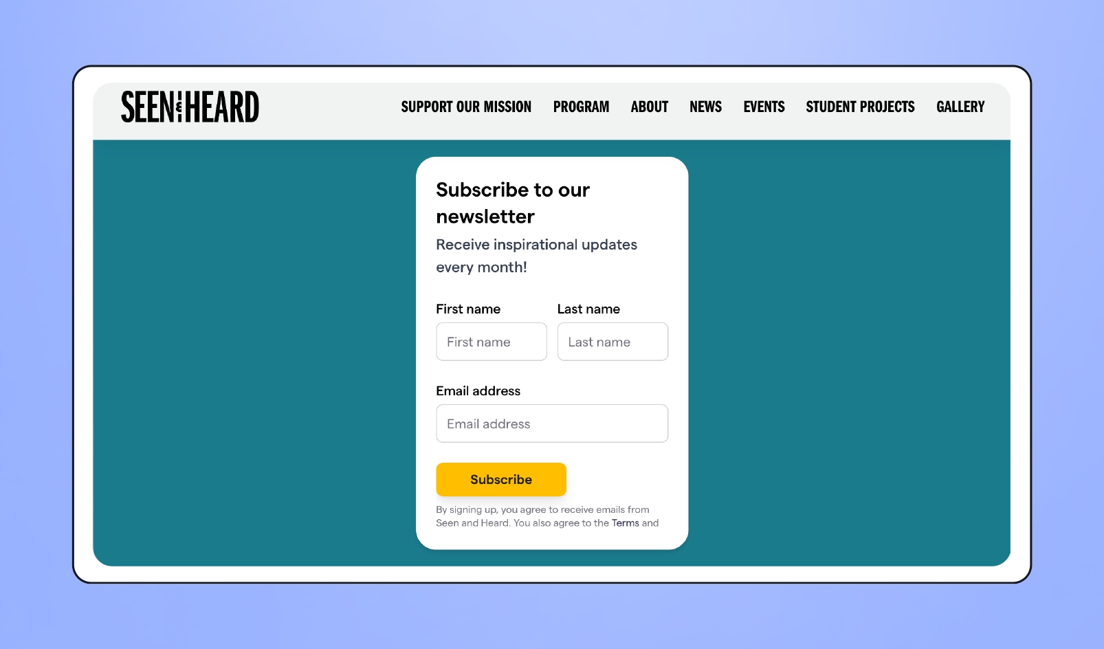 Image of Seen&Heard's donation page