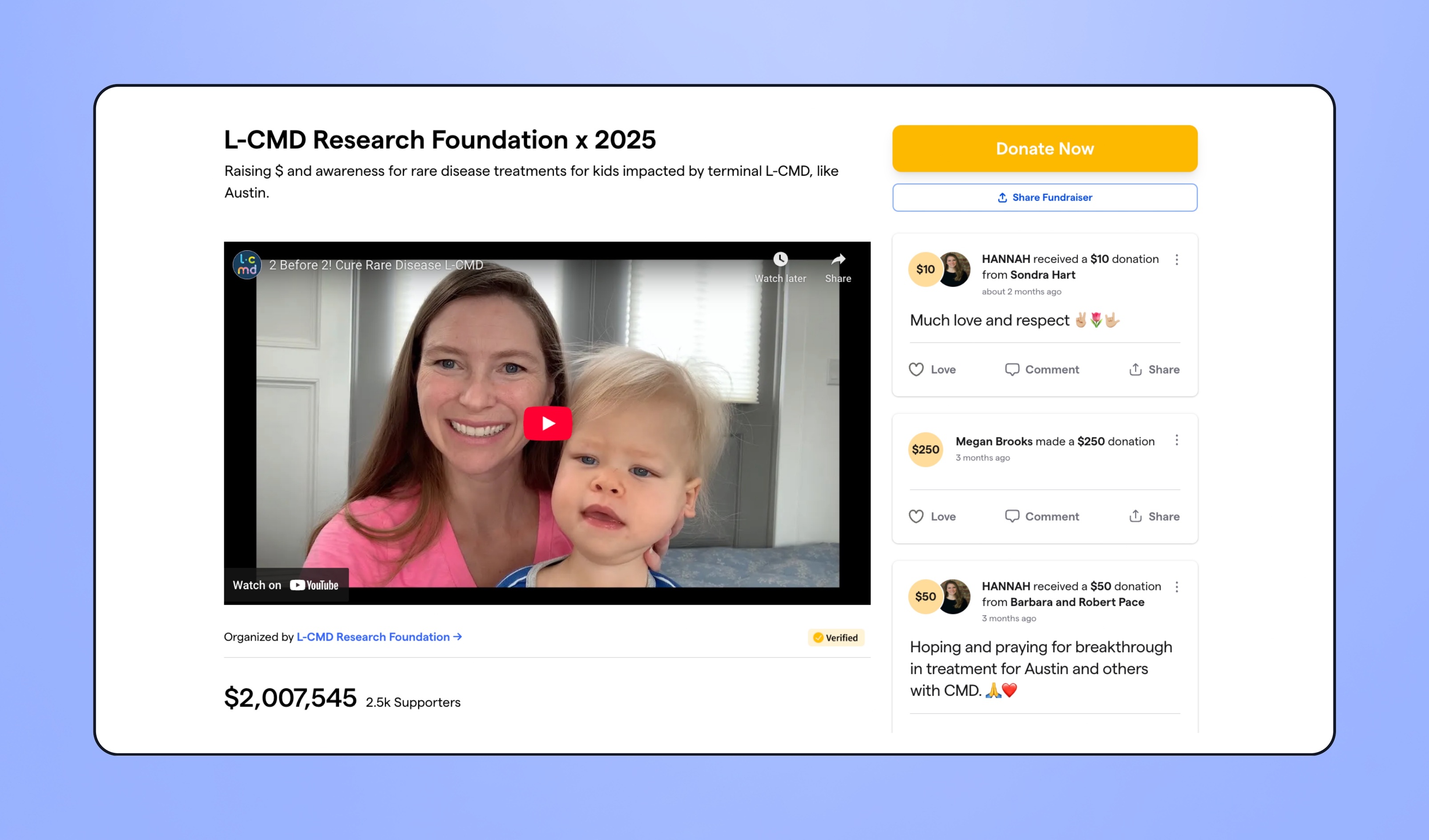 L-CMD Research Foundation's P2P fundraising campaign