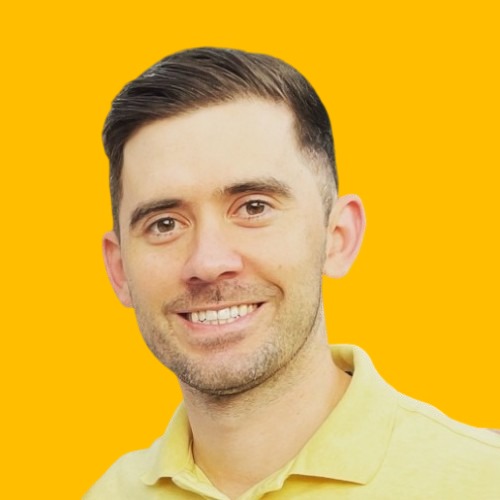 Jordan Patrick's headshot against a yellow background