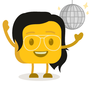Emalee's buttermoji under a disco ball