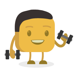 Jonathan's buttermoji holding dumbbells