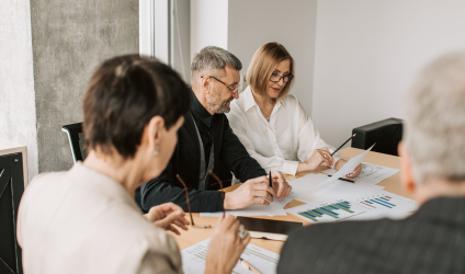 Board members checking nonprofit accounting