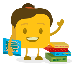 Hannah's buttermoji holding board games