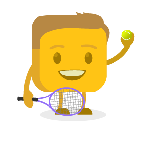 Rafael's buttermoji holding a tennis racket and ball