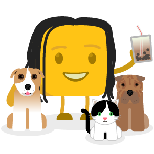 Rafael's buttermoji with their cat and two dogs