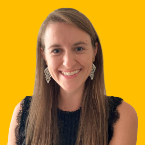 Tiffani's headshot against a yellow background
