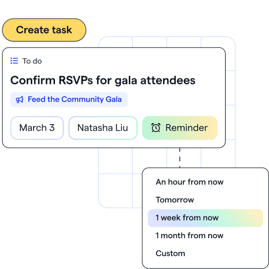 New task created for gala attendees