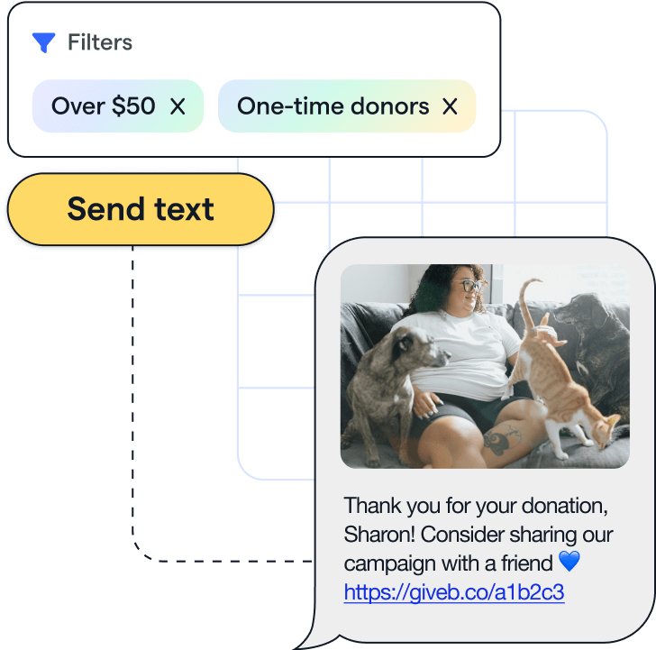 Text message and donor specific filters