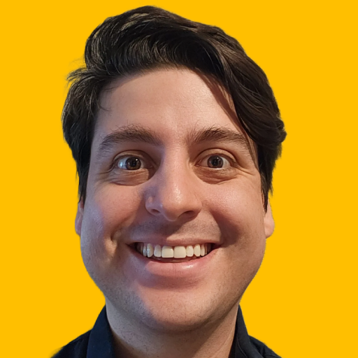Daniel Halloran's headshot against a yellow background