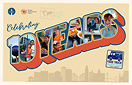 Celebrating 10 Years collage with children and city flyer