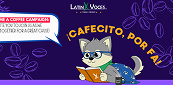 Cartoon cat reading with coffee beans