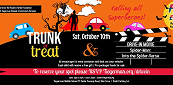 Trunk or Treat Drive in Movie night flyer