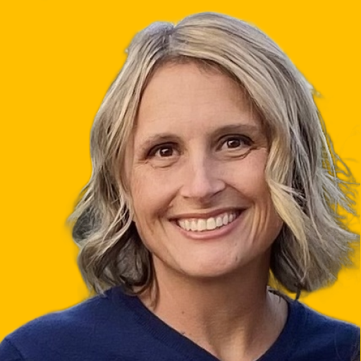 Jacey's headshot against a yellow background