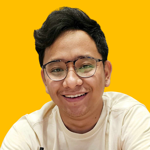 RJ's headshot against a yellow background
